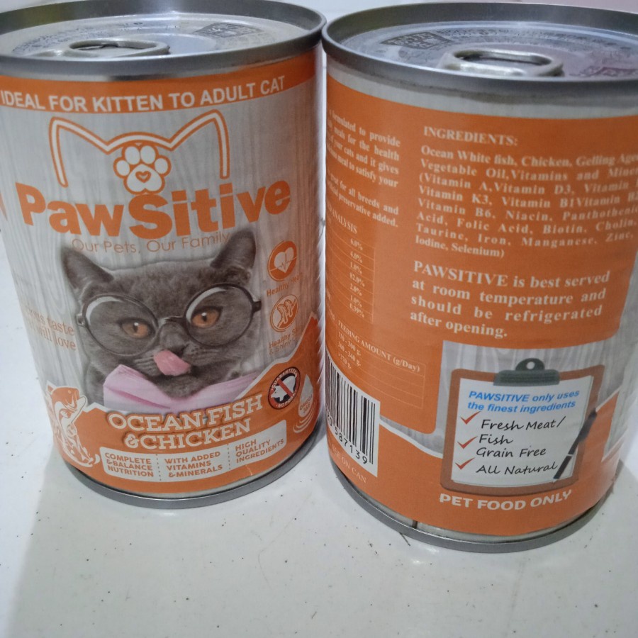 Makanan Kucing Basah Pawsitive Cat Ocean Fish &amp; Chicken Kaleng 380gr