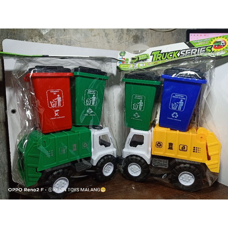 AK 99 MAINAN HEAVY TRUCK COMPACTOR PLUS TEMPAT SAMPAH BESAR 2PCS / MAINAN DUMP TRUK SAMPAH