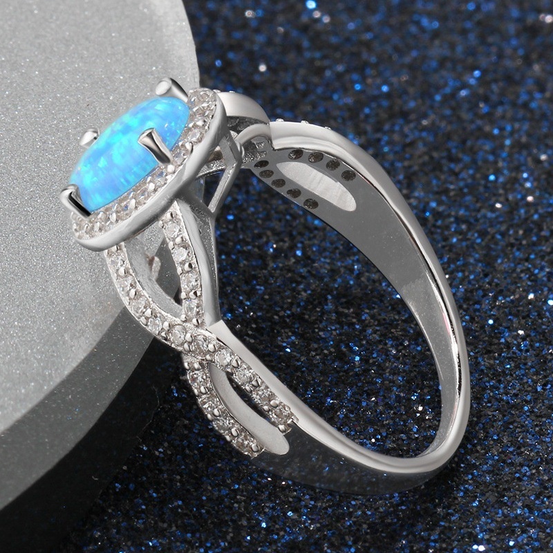 European and American fashion artificial opal round gemstone ring