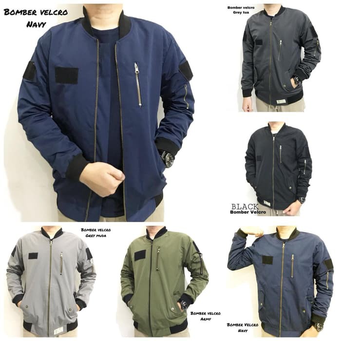Dijual JAKET BOMBER / JAKET BOMBER ORIGINAL / JAKET COWO / JAKET PRIA - VELCRO BLACK, L Diskon