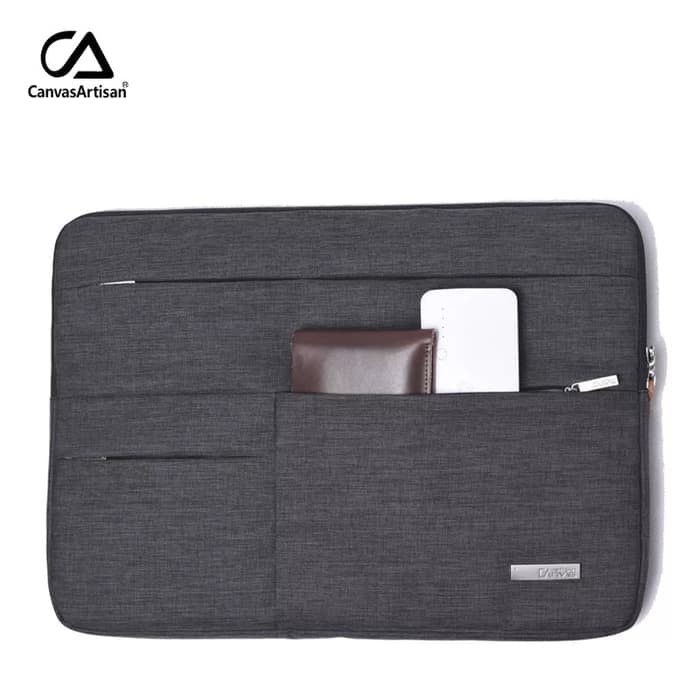 Tas Laptop Softcase Macbook Sleeve Canvas Artisan 14 inch - Dark Grey