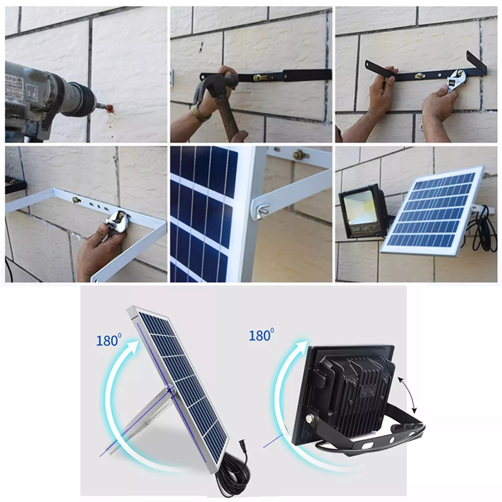 100W Lampu solar LED outdoor lampu sorot lampu jalan tahan air dengan remote control