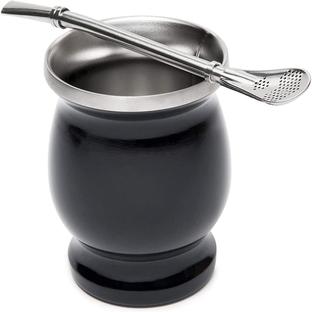 Solighter 8oz Yerba Mate Labu Set Dapur Sikat Pembersih Stainless Steel Mudah Dibersihkan Sedotan Bom