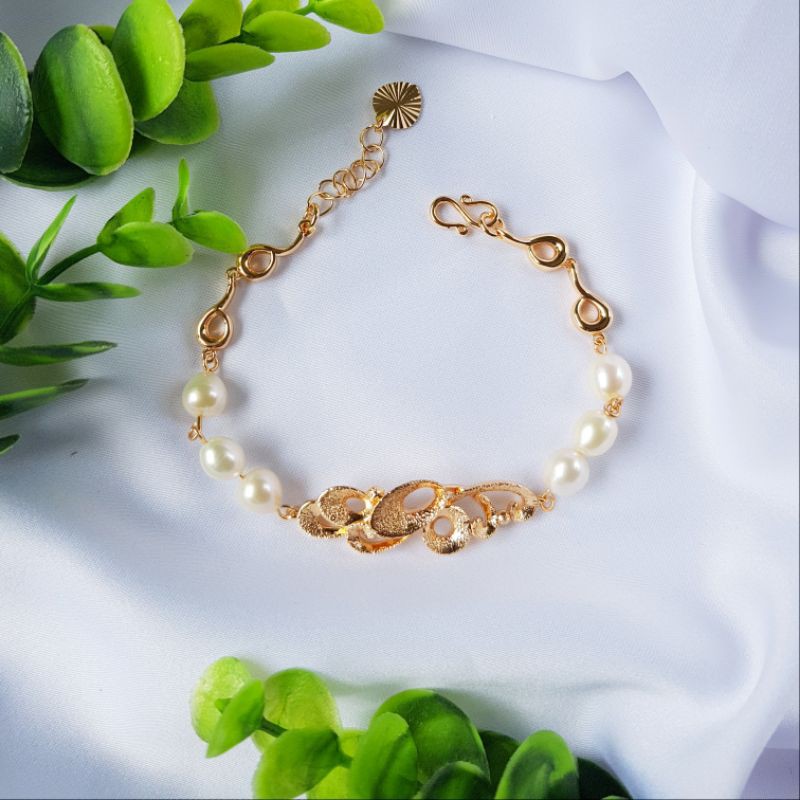 Gelang Mutiara Air Tawar Asli dari Lombok Rhodium Plating 155