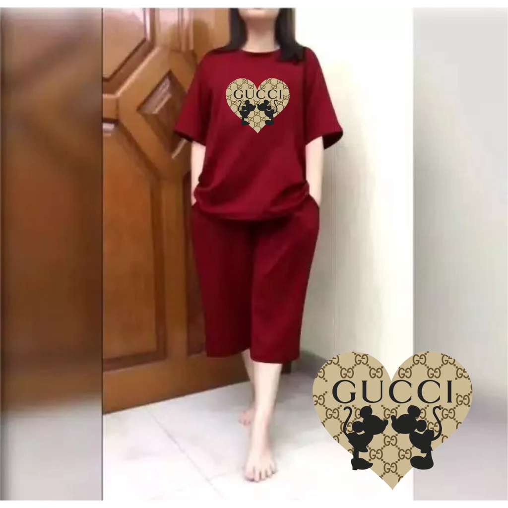 Setelan Jumbo Wanita + Celana Kulot 3/4 Atasan Big Size LD 120 LOVE GG