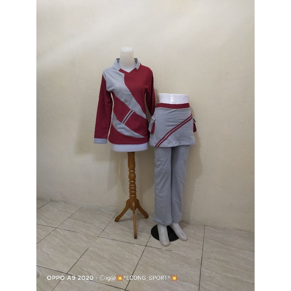 setelan senam muslimah aerobik kantong / baju olahraga / aerobic