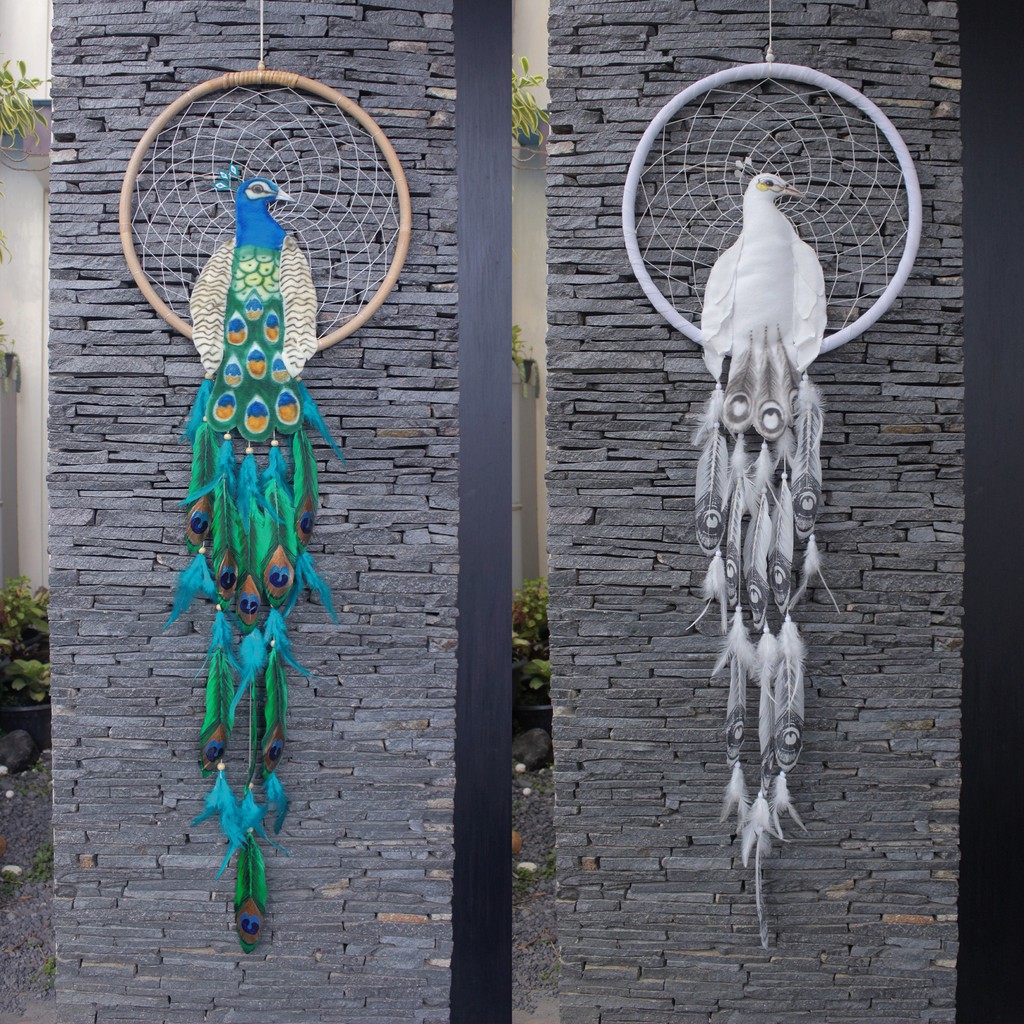 Dream Catcher Bulat Merak 40 cm Hiasan Dinding Home Decor