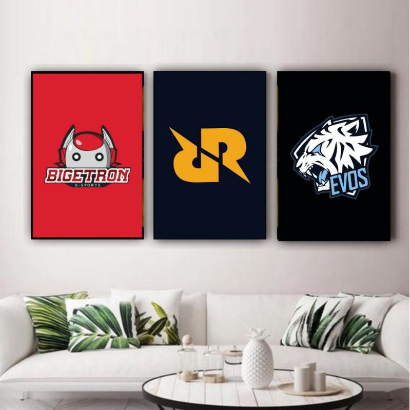 hiasan dinding poster btr rrq evos ae aura pubgm mlbb ff efef logo tim esport diamond uc