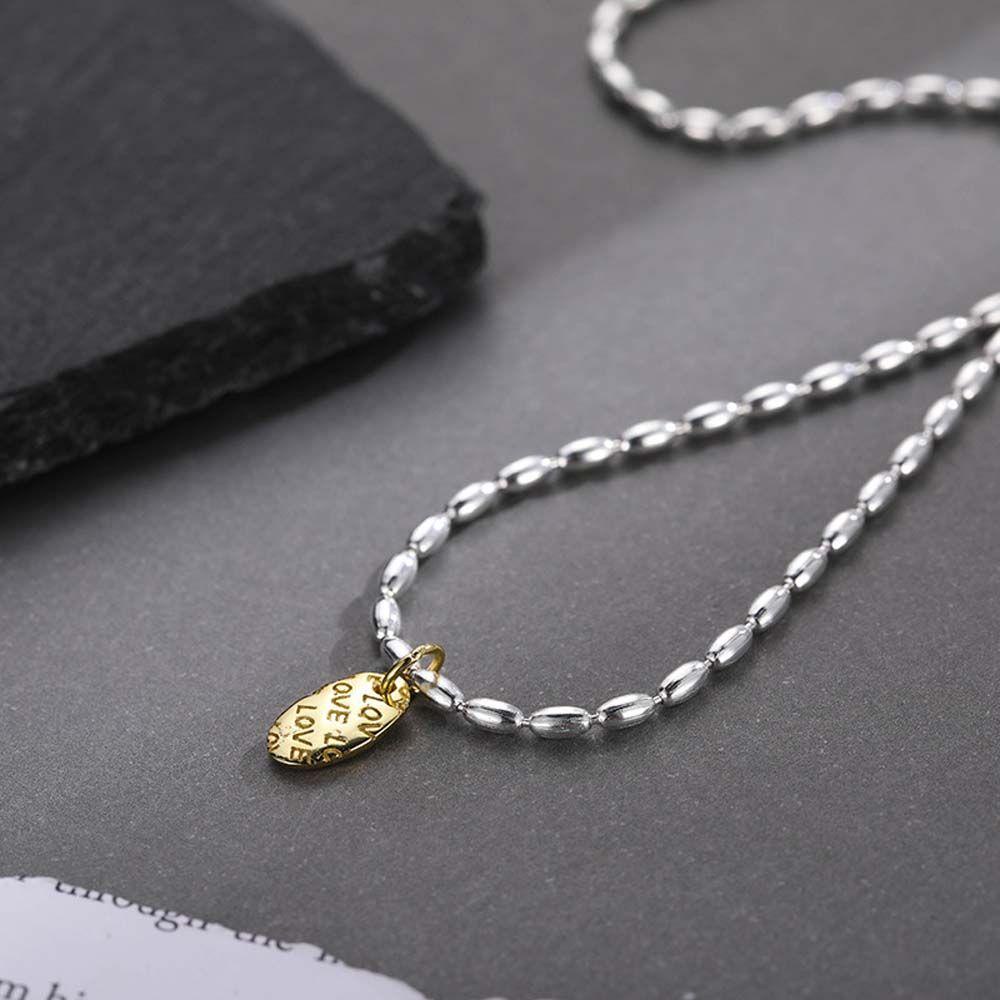 Mxbeauty Kalung Manik Padi Trendi Manis Surat Cinta Minimalis Hadiah Pacar Gadis Gaya Korea Necklace