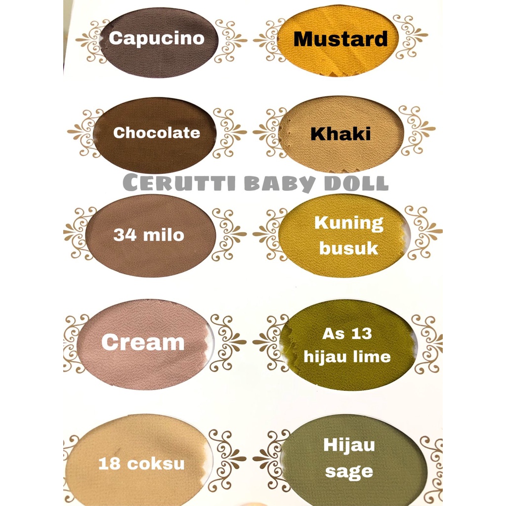 Bahan Multi Kain Ceruty Ceruti Cerutty Cerutti Cerruti Seruty Seruti Baby Doll per roll 50 yard