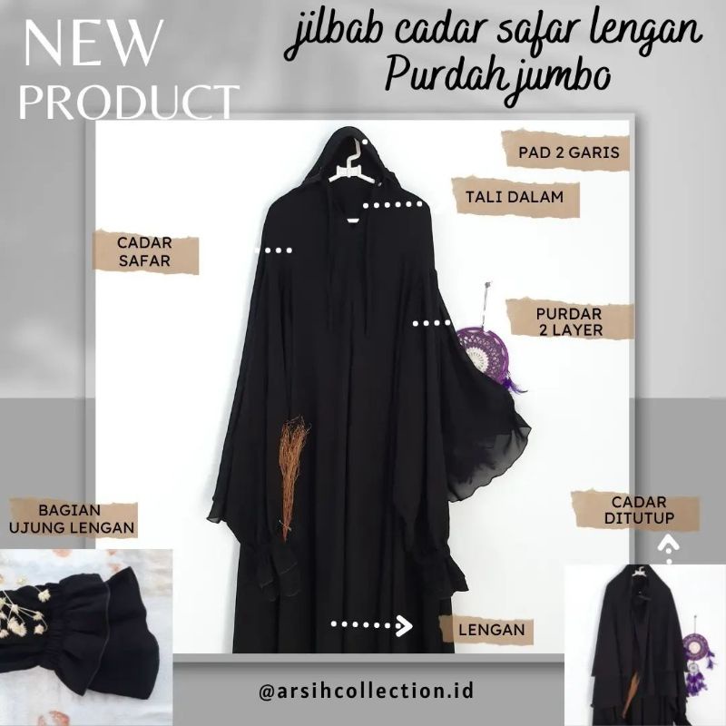 jilbab cadar safar lengan jumbo
