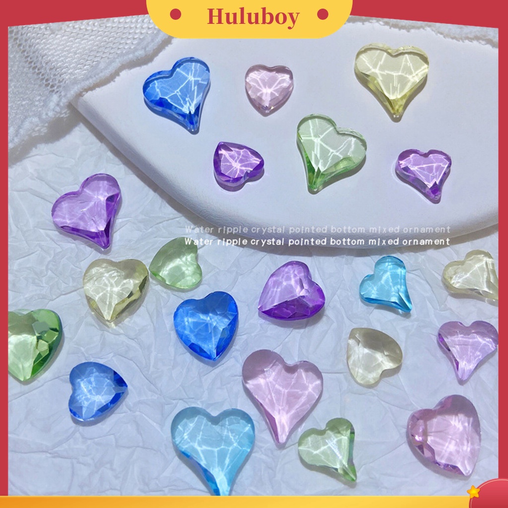 Huluboy Huluboy♡ 10pcs Charms Berlian Imitasi Bentuk Hati 3D Warna Campur Untuk Dekorasi Nail Art