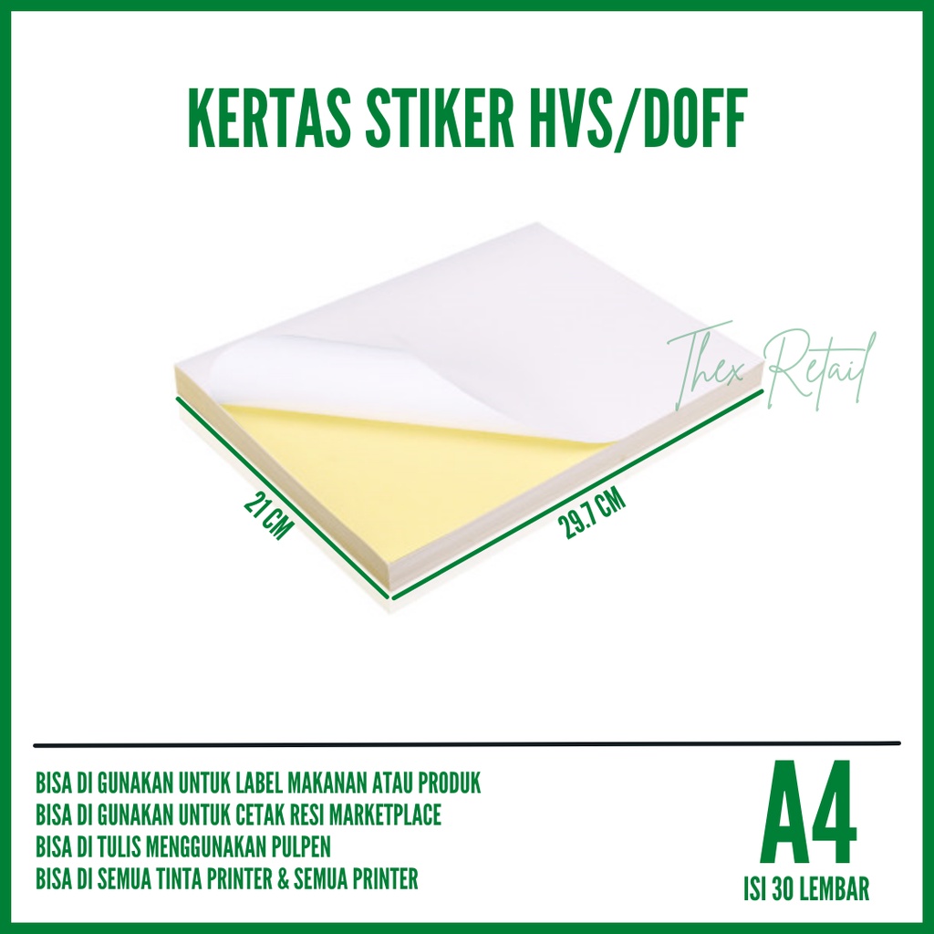 Jual Kertas Stiker A4 Doff Isi 30 Lembar / Kertas Sticker A4 Doff ...