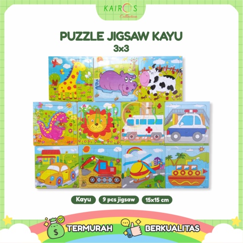 Puzzle Kayu Anak 3x3 (9pcs) Jigsaw Puzzle 3x3