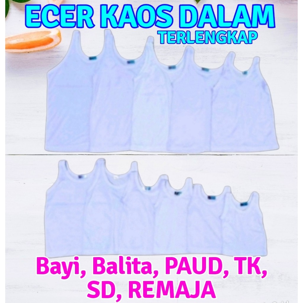 HOSANA Singlet Anak Terlengkap Halus Putih Lembut Jaminan Mutu ECER RASA PABRIK ,1pcs.