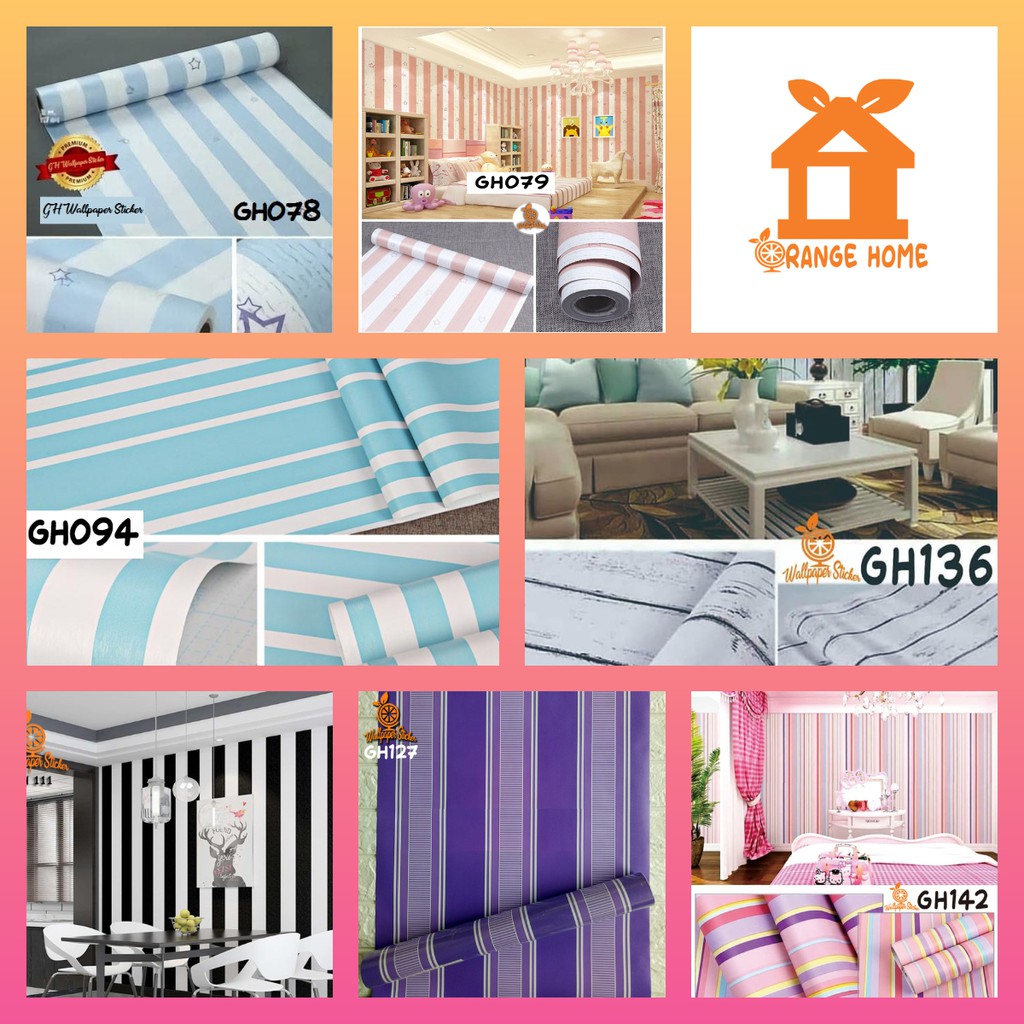 Wallpaper motif Salur Wallpaper Stiker Ruang Tamu Wallpaper Stiker Dinding Roll Uk 45Cm X 8M