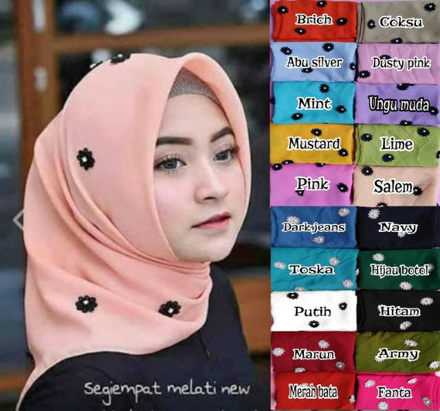 hijab/jilbab segi empat bella melati mutiara / segi empat / kerudung segi empat / jilbab segi empat / hijab segi empat