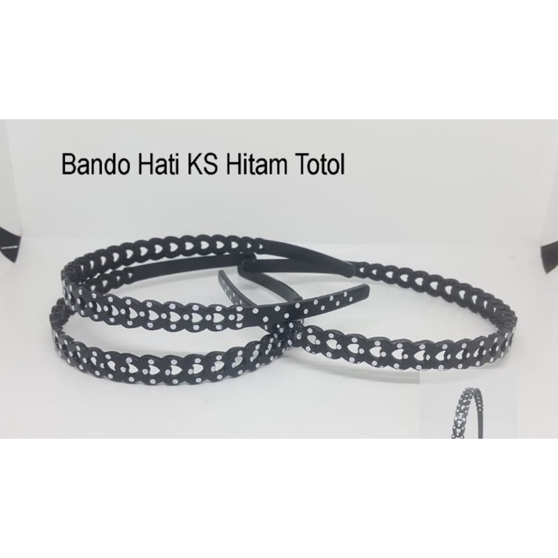 Bando bandana hitam hati polkadot 12pc grosir lusinan