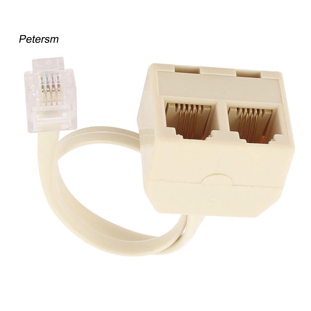 (Pt) Rj11 Adapter Splitter Jack Telepon 6p4c Male Ke Female 2 Arah