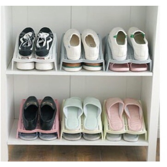 Japanese style double shoe rack - stackable shoe rack organizer