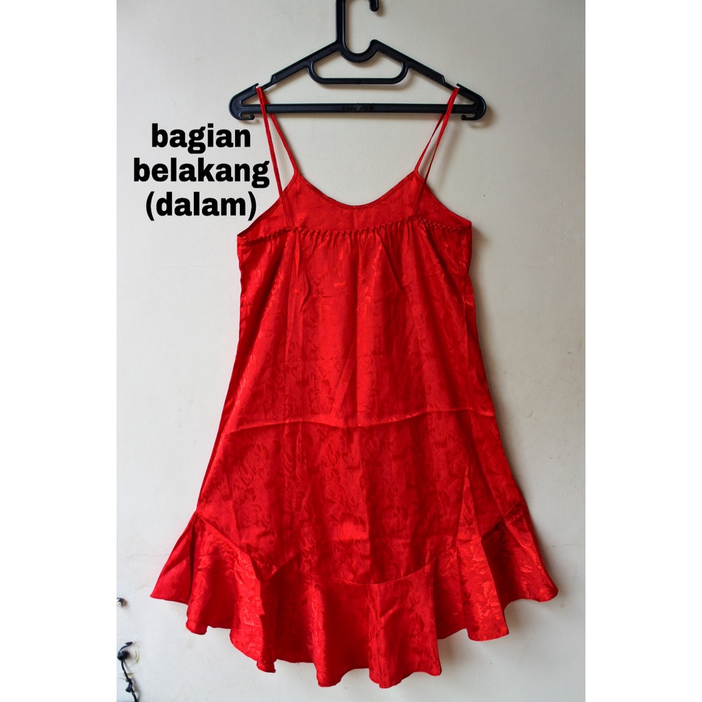 (Preloved) Baju tidur Miss Form panjang merah dress gaun kimono rumah korean style thrift