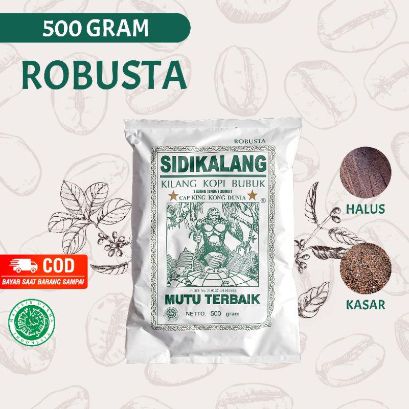 

Kopi Bubuk Robusta (500gr) Sidikalang Cap King Kong Dunia.