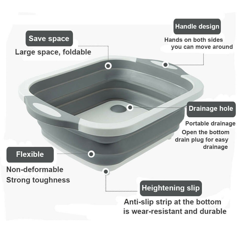 Multifungsi Talenan Lipat 3 In 1 Multifungsi Talenan Portable Baskom Lipat