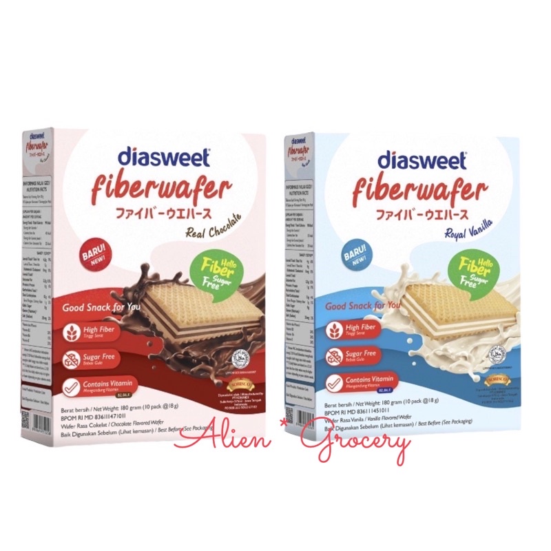 Diasweet Lite Bite Fiber Wafer Diet Coklat Vanila 180gr