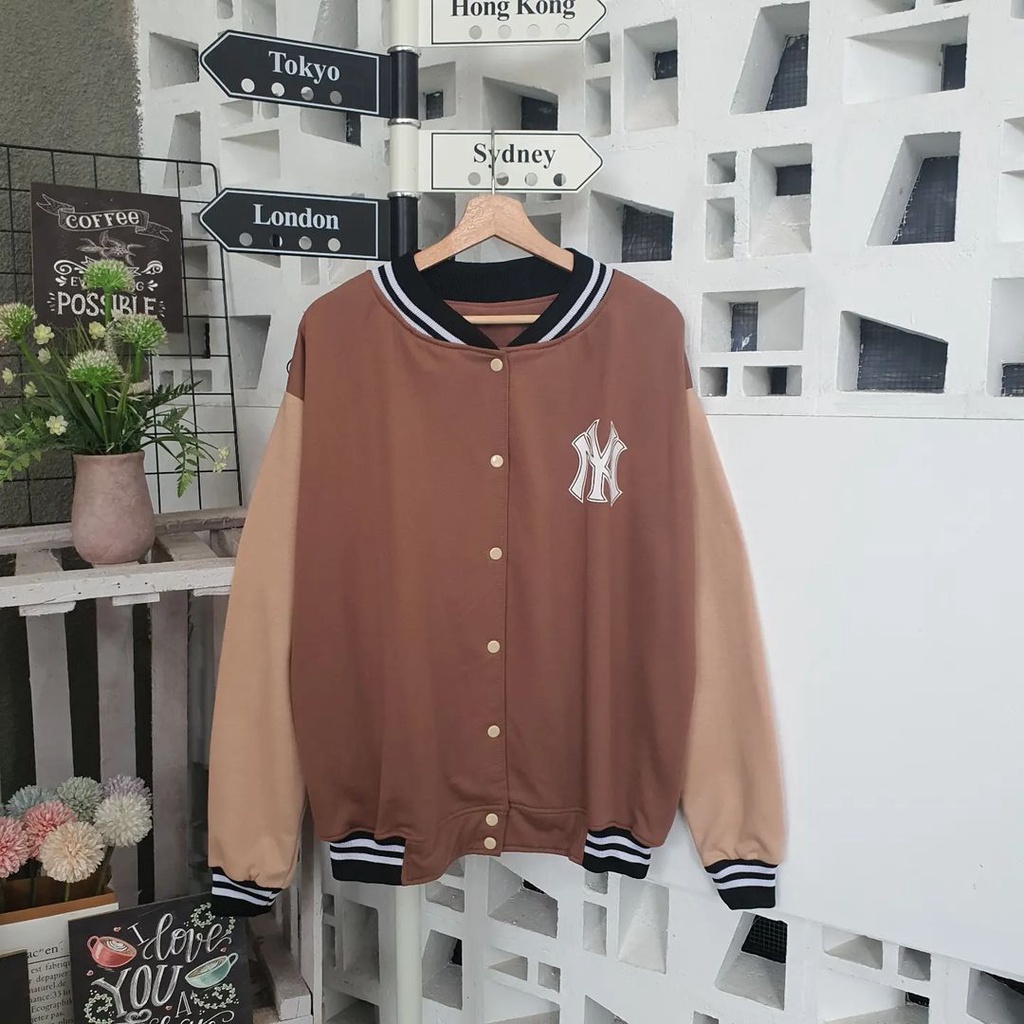 JAKET BASEBALL NY BIG SIZE PRIA WANITA TERBARU - KOREAN STYLE VARSITY - JACKET BASEBALL PREMIUM DISTRO - SWEATER JACKET BASEBALL KEKINIAN