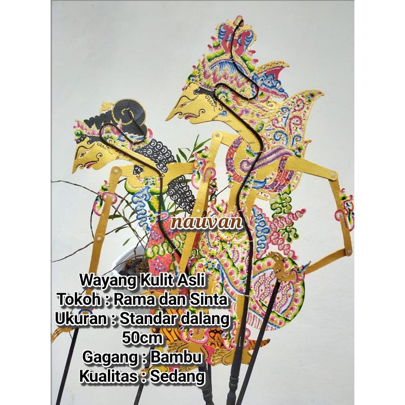 Wayang Kulit Asli Murah Rama Sinta / Wayang Standar Dalang Halus Kualitas Sedang 50cm