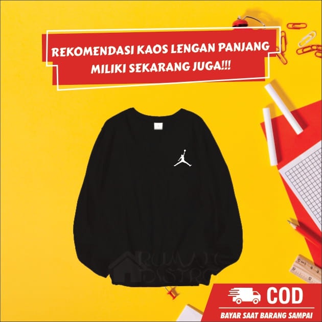 Baju Kaos Distro Lengan Panjang Cowok Cewek Katun Combed 30s Adem Terlaris/NIKE AIR JORDAN LOGO DADA