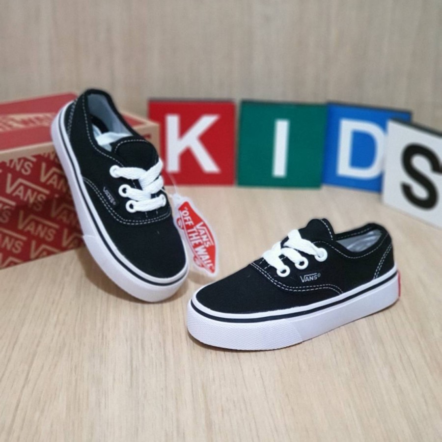 SEPATU VANS AUTHENTIC BLACK WHITE HITAM PUTIH KADO ANAK KECIL TK SD COWOK CEWEK LAKI LAKI PEREMPUAN