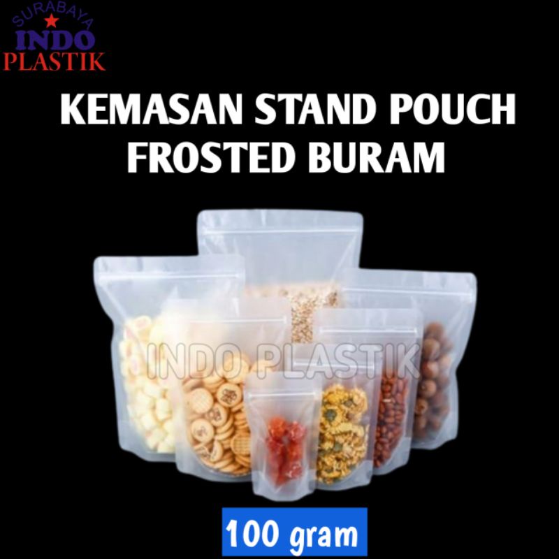 100 PCS STANDING POUCH 100 GR BURAM KEMASAN KOPI SNACK PLASTIK KLIP BUBUK BAG