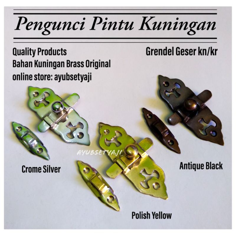 Grendel Pintu Kuningan antik slot samping pengunci pintu kuningan pengaman pintu Grendel Batavia