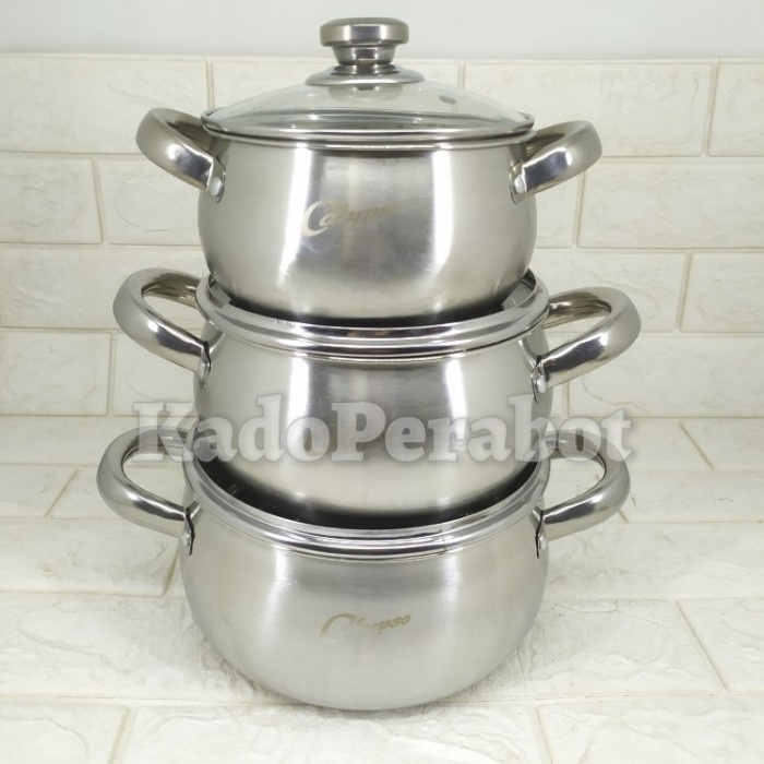 panci calypso stainless tutup kaca - panci stainless calypso-panci sop