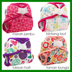 Pempem Velcro Leg Gusset+ 1 insert Litty | Clodi | Cloth Diaper | Popok kain
