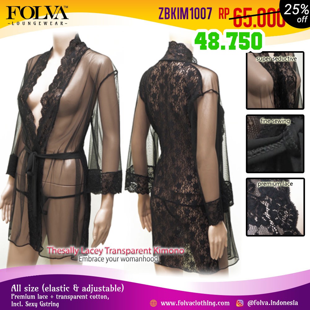 Kimono Hitam (ZBKIM1007) - Baju Tidur By Folva Clothing