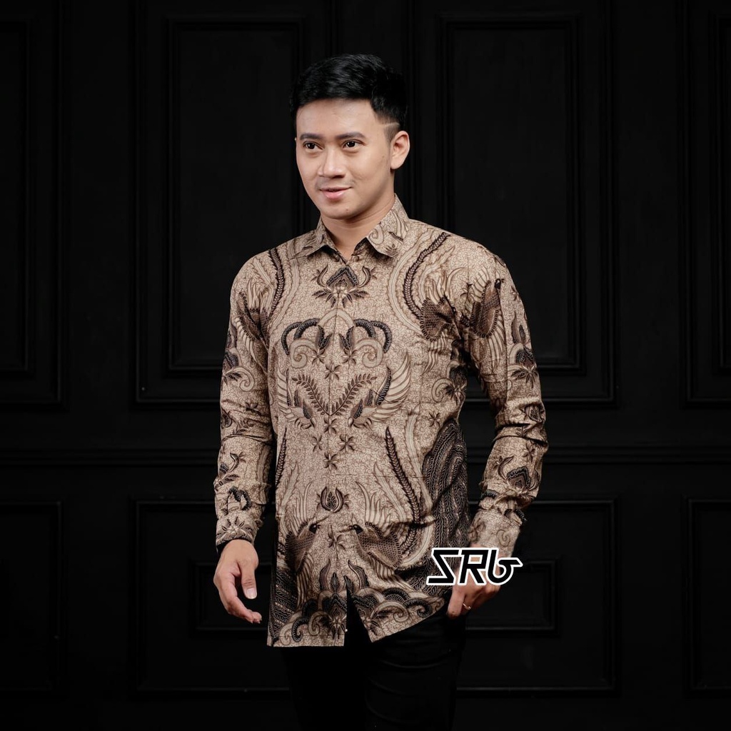 Kemeja Batik Pria Modern Lengan Panjang Casual Modis Slim Fit Trendy Masa Kini OL 162 size M L XL XXL