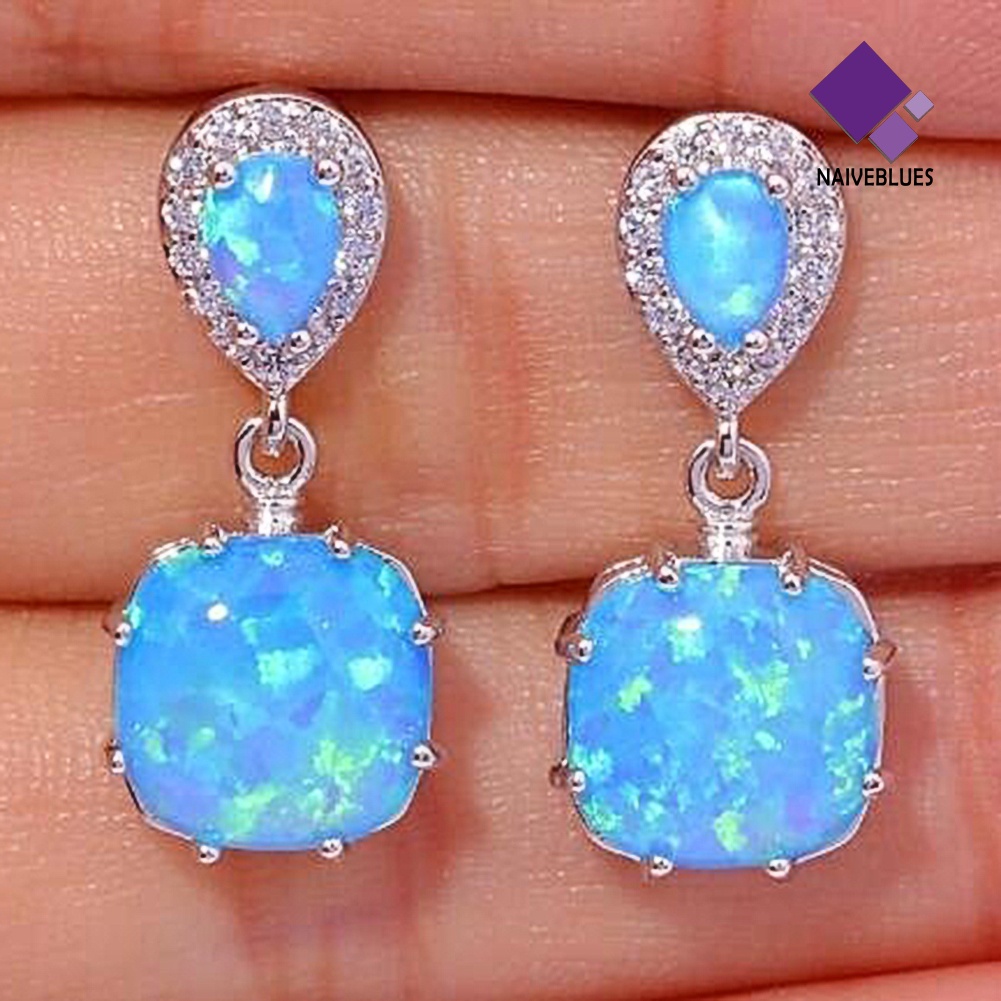 Anting Stud Liontin Opal Inlaid Untuk Aksesoris Perhiasan Wanita