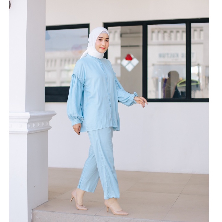 (DBY) ONE SET POPPY TUNIK KEMEJA OVERSIZE SET RAYON UNIQLO