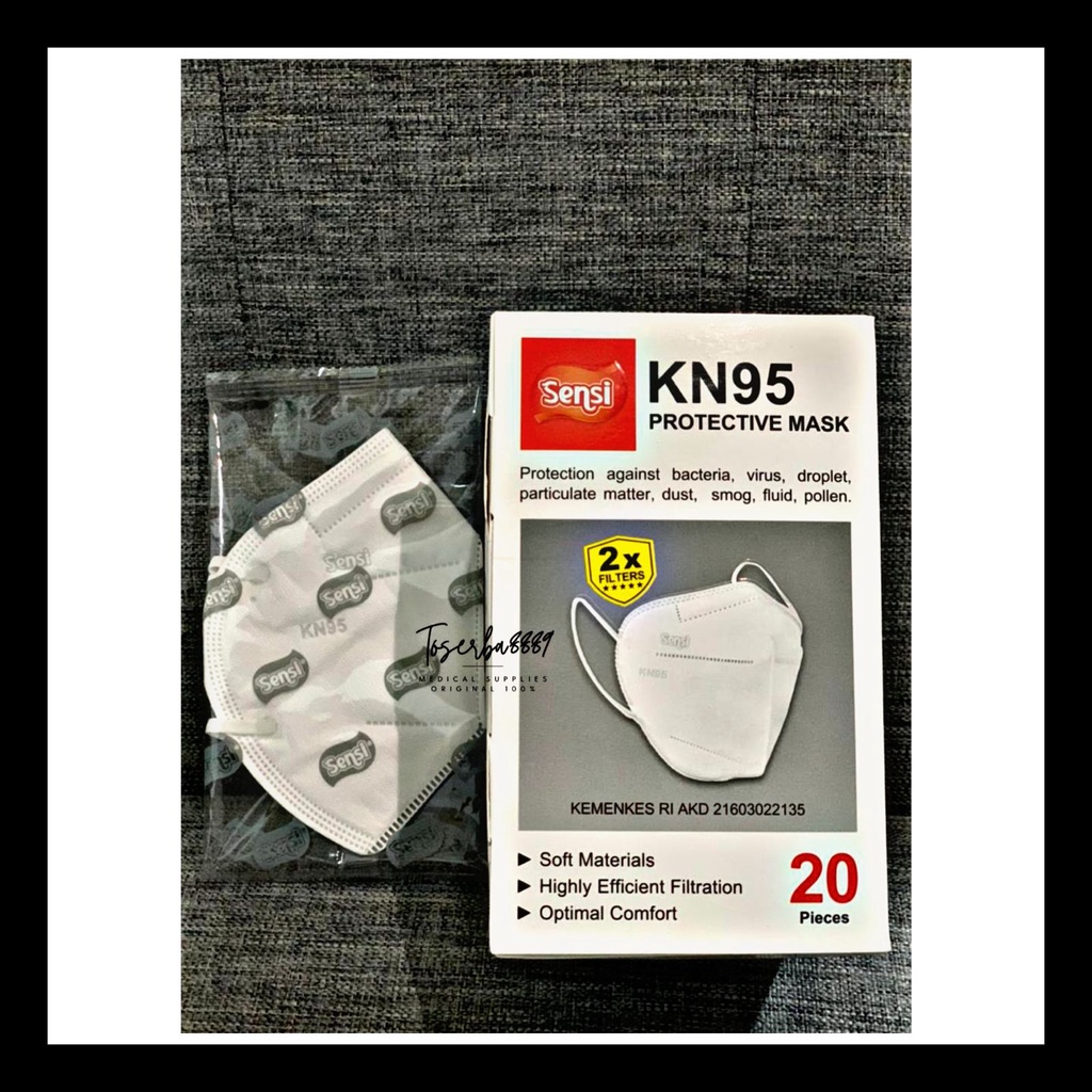 MASKER SENSI KN95 ll EARLOOP PROTECTIVE MASK 5 Ply DOUBLE VILTER (1 BOX ISI 20)