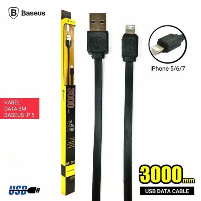 Kabel Data Dan Charger 3 Meter 3M For iPhone 5 / 6 / 7 Baseus Cable Casan