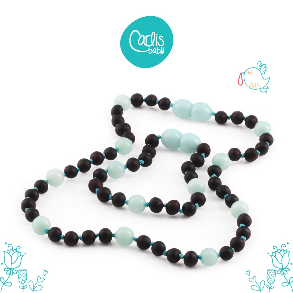 AG63 / AG63 V2/ AGL28  Kalung Amber Tumbuh Gigi Bayi Blue Gemstone By Carlis Baby