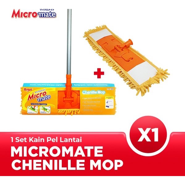 TONGKAT KAIN LAP PEL SAPU LANTAI MICROFIBER PEMBERSIH LANTAI BAGUS MICROMATE CHENILE MOP SET GAGANG