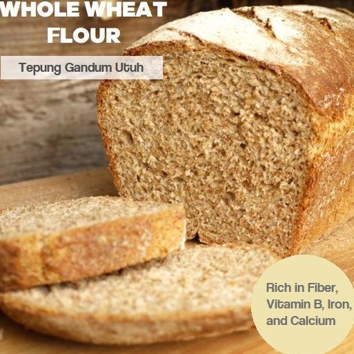 

TEPUNG GANDUM 500GR UNTUK ROTI GANDUM CAKE COOKIES / WHOLE WHEAT FLOUR