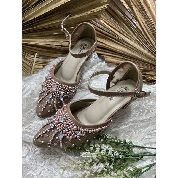 sepatu wedding wanita aila mocca tali 5cm lancip