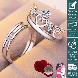 Image of thu nhỏ GRATIS TULIS NAMA Cincin Couple Perak 925 Sterling S03 Pria Wanita Tunangan Nikah Kawin #1