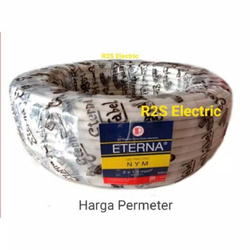 Kabel Eterna Listrik 2x1,5 mm KAWAT Tembaga Murni (Permeter/Ecer)