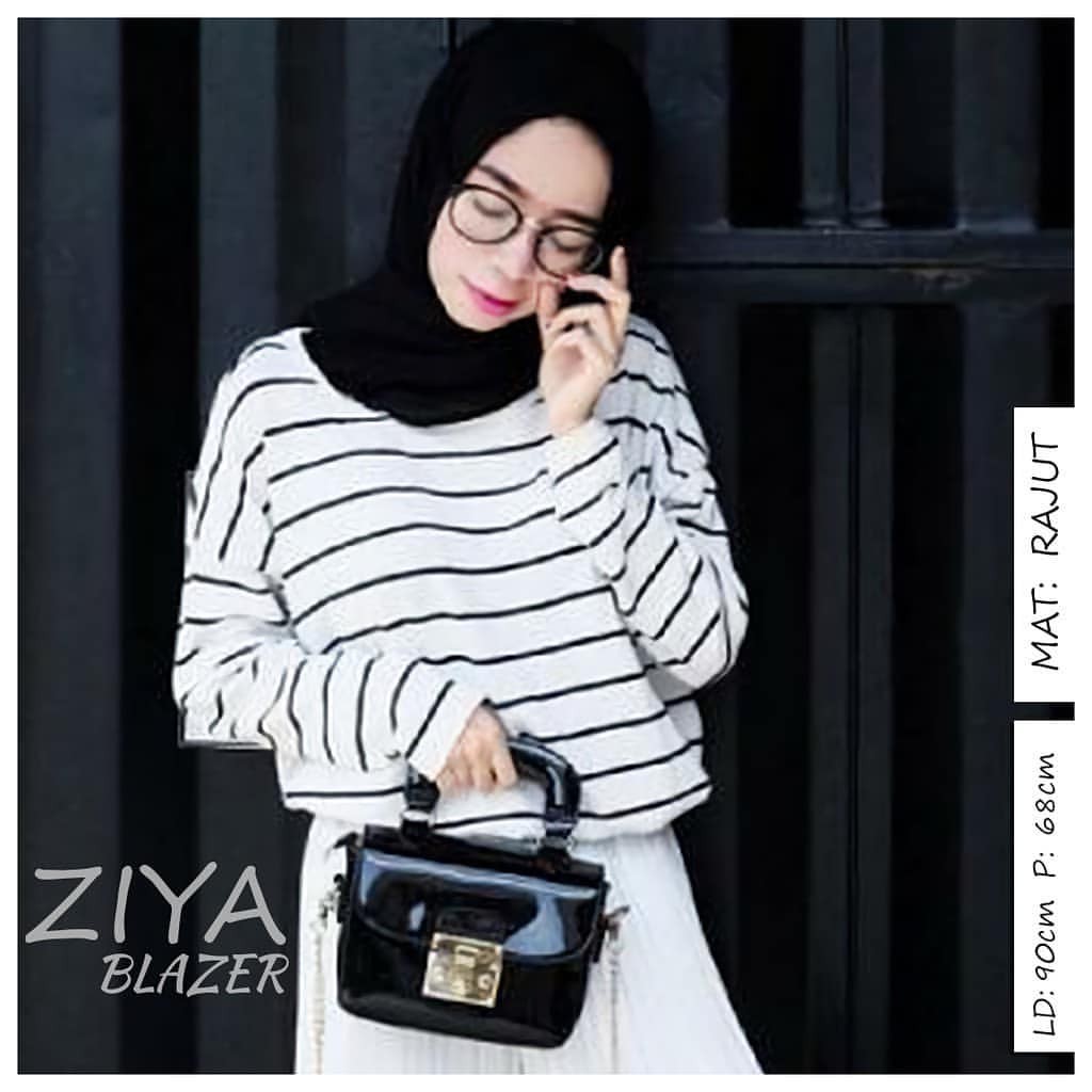 Sweater Rajut Wanita Salur Panjang Ziya Bw Blazer