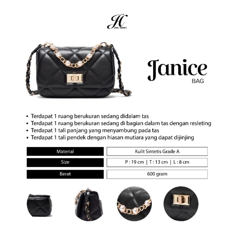 Jimshoney Tas selempang wanita Janice bag original murah fashion import realpic cod free box kotak